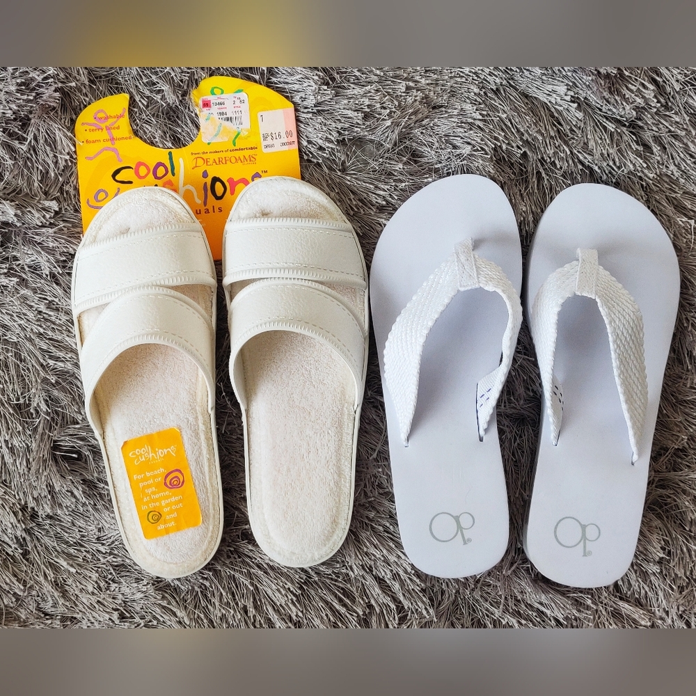 New Dearfoams Slides+ Bonus Flip Flops.